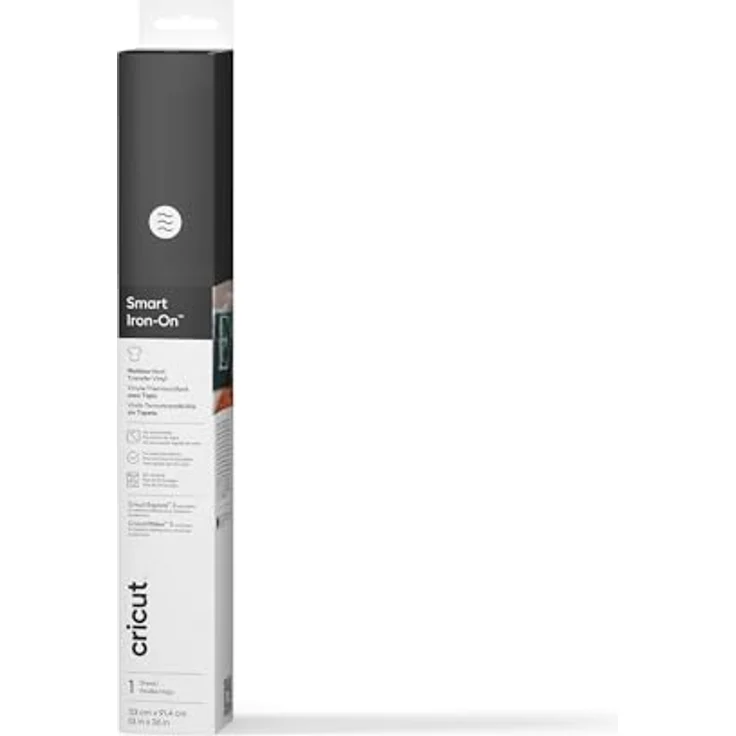 Cricut Smart Iron-On, Wärmeübertragungsmaterial 33 cm x 90 cm, schwarz, blei- und phthalatfrei für T-Shirts und Jacken – Bild 1