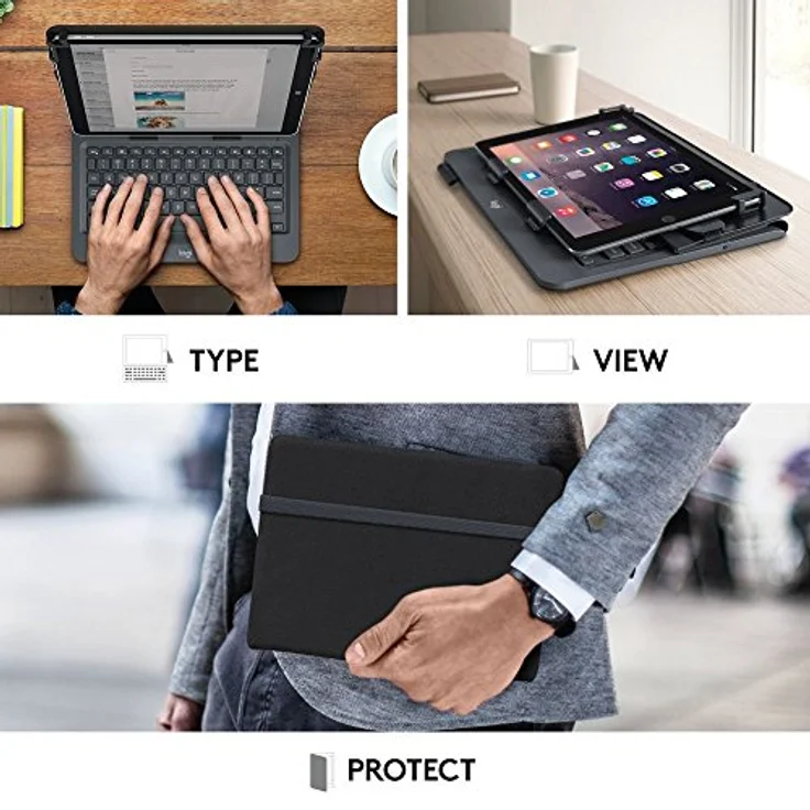 Logitech Universal Folio Tablet-Hülle mit Kabelloser Tastatur, Bluetooth, 2-Jahre Batterielaufzeit, Für 9 Zoll- 10 Zoll Tablets, Apple, Android & Windows-OS, Spanisches QWERTY-Layout - schwarz – Bild 6