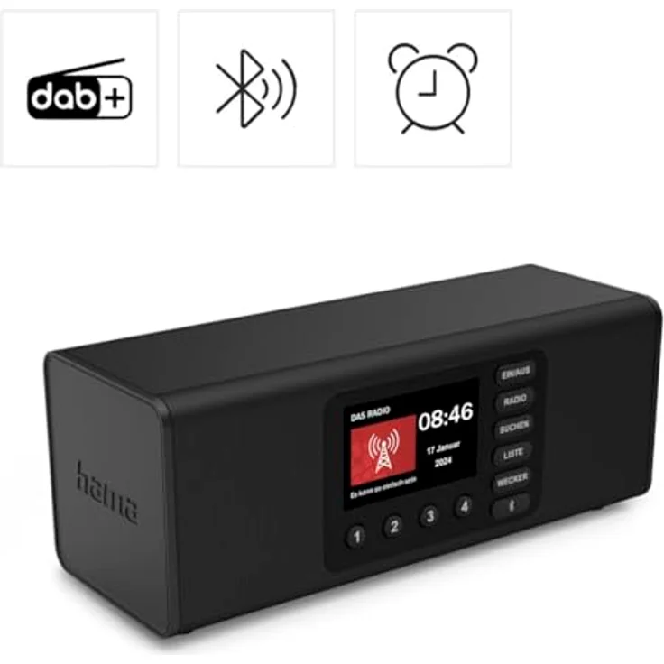 Hama DR2002, DAB+ Radio mit FM, Bluetooth, 4,3" TFT-Farbdisplay und großen Tasten, schwarz – Bild 3
