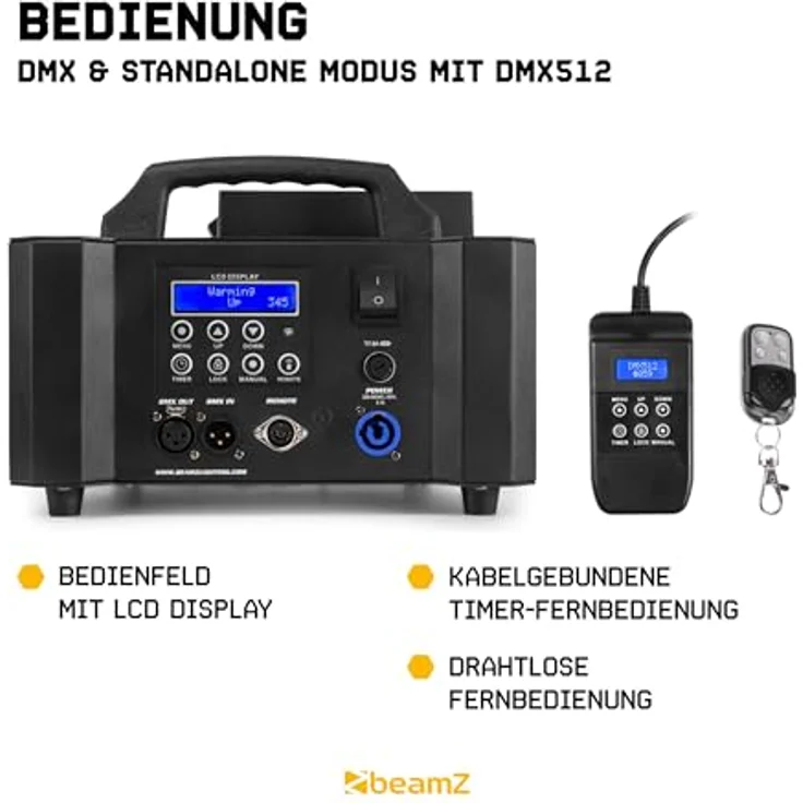 BeamZ Blaze1800, Nebelmaschine mit 1800 W, 24x 4-W-4-in-1-LEDs, RGBA-Farbmischung und LCD-Display – Bild 5