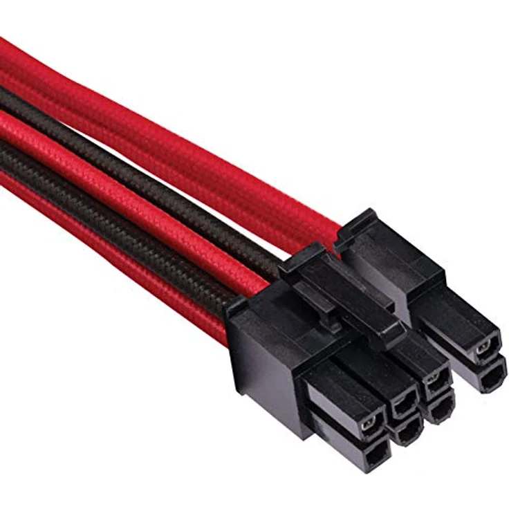 Corsair Premium Sleeved Netzteil 6+2 pin-Polig-PCIe-Single-Kabel Typ4 (Generation 4-Serie) Rot-Schwarz – Bild 2