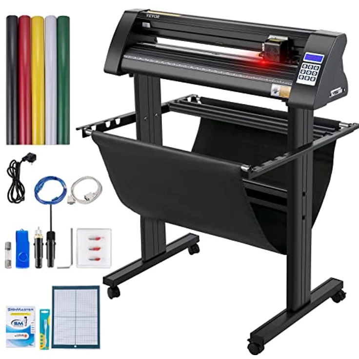 VEVOR Vinyl Schneideplotter 720 mm, Halbautomatischer Folienplotter mit 500 g Schneidkraft, optisches Auge, LED-Display und Signmaster-Software – Bild 1
