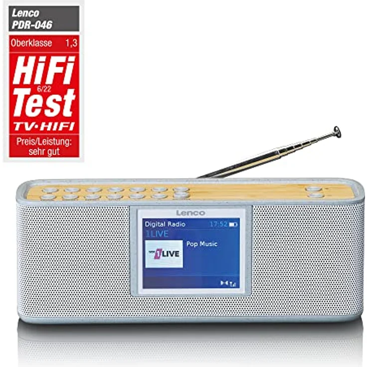 Lenco PDR-046GY tragbares DAB+ Radio - DAB+ Radio mit Bluetooth® - PPL FM - 5 Speichertasten - Radiowecker - integrierter Akku - grau – Bild 2
