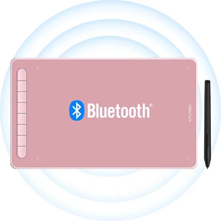 XP-Pen Deco LW 10 x 6 Zoll Grafiktablett mit Bluetooth-Funktion, 8 anpassbare Schnelltasten, X3 Elite Stift, Rosa