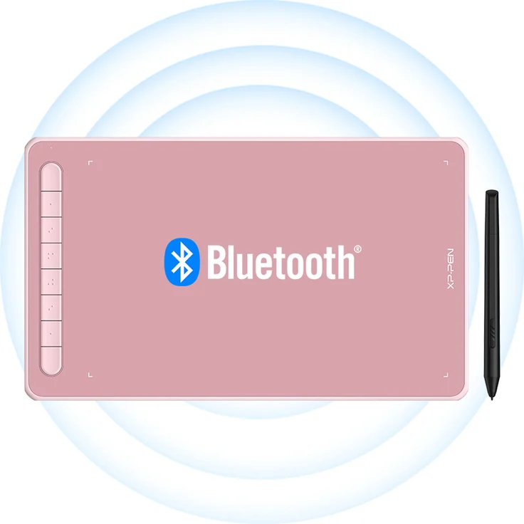 XP-Pen Deco LW 10 x 6 Zoll Grafiktablett mit Bluetooth-Funktion, 8 anpassbare Schnelltasten, X3 Elite Stift, Rosa