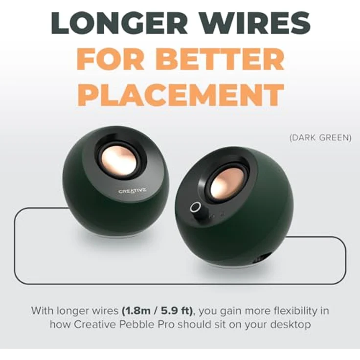 Creative Pebble Pro 2.0 Lautsprecher, Bluetooth 5.3, USB-C, RGB-Beleuchtung, weiss – Bild 7