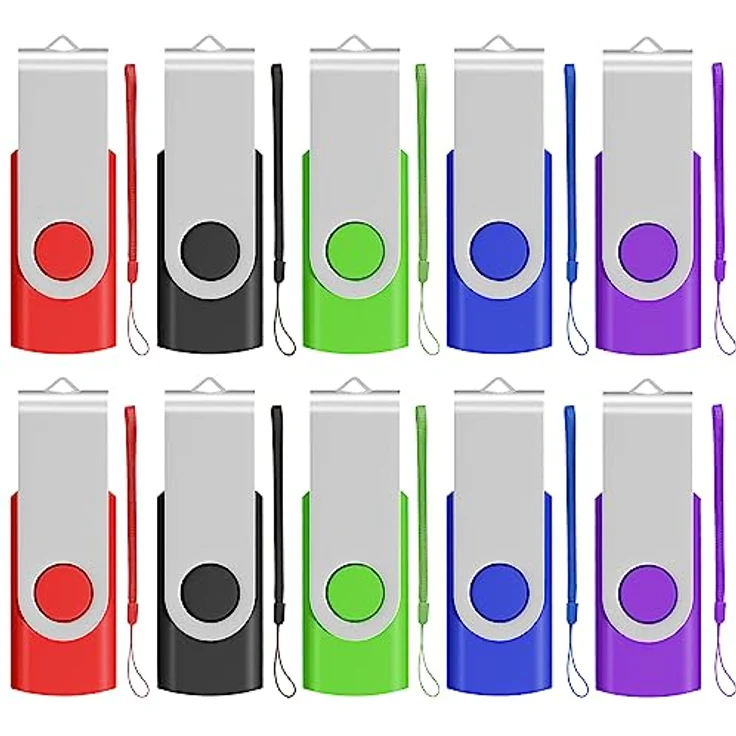 AreTop USB Stick 16GB (10 Stück), Hochgeschwindigkeits Metall Dreh-USB 2.0 Flash Drive, 5 Farben verfügbar – Bild 1
