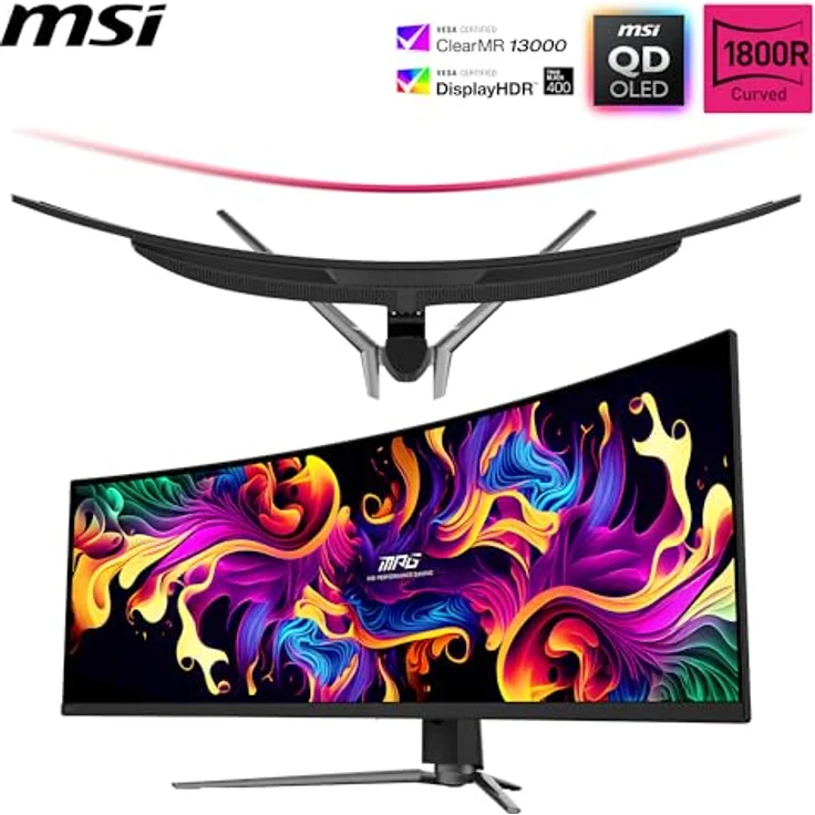MSI MPG 491CQPXDE QD-OLED, 49 Zoll, DQHD, 5120x1440, 1800R, OLED-Monitor, 240 Hz, 0,03 ms, DisplayHDR True Black 400, G-SYNC™-kompatibel, Schwarz – Bild 2