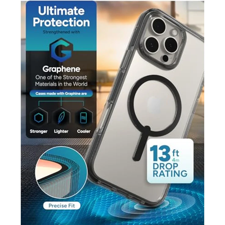 ZAGG Santa Cruz Snap, Graphen-verstärkte Hülle für iPhone 16 Pro Max [6.9-Inch], MagSafe-kompatibel, stoßfest, Rückabdeckung (Schwarz) – Bild 4