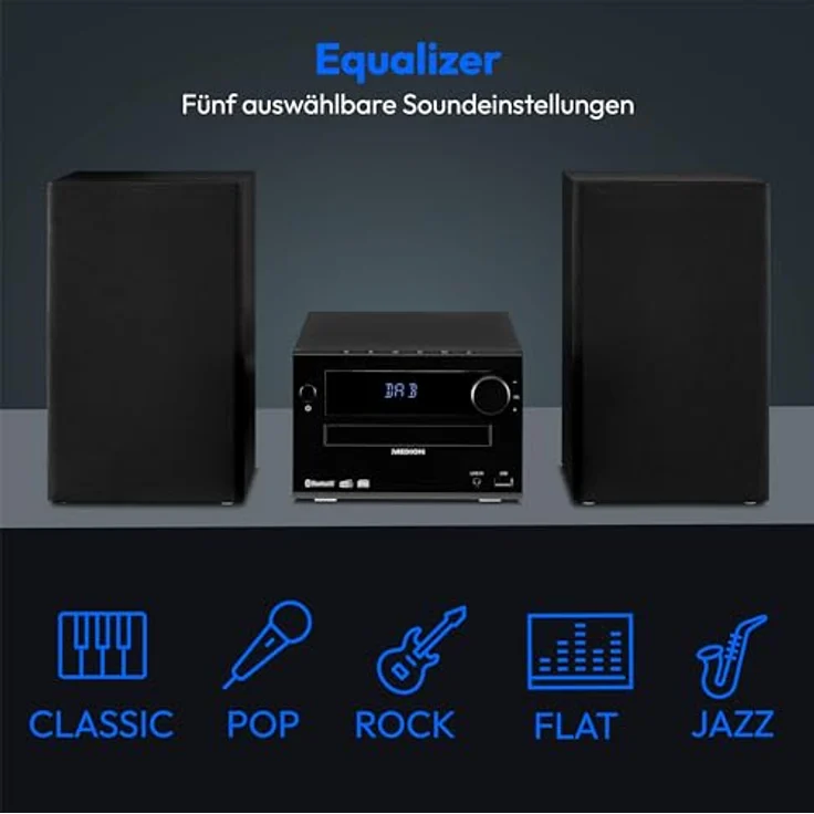MEDION E64482 Micro Audio System Kompaktanlage (DAB+, CD Player, Bluetooth, USB) in Schwarz – Bild 5