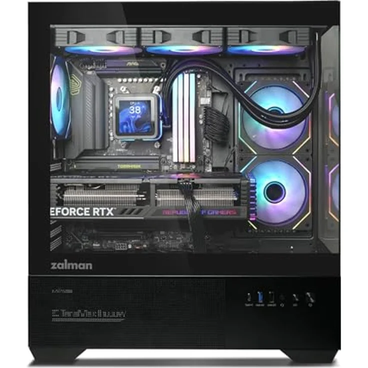 Zalman Chronix Black, ATX/Mini-ITX/mATX PC Gehäuse mit gehärteten Glasplatten und RGB-Lüftern, Schwarz – Bild 10