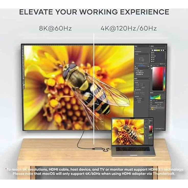 Satechi USB-C zu HDMI 2.1 8K-Adapter, Silber, mit 4K/120Hz und 8K/60Hz Videoausgang – Bild 2