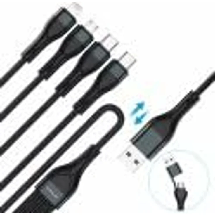 4smarts USB-C/A Multi-Ladekabel 4in2, 1,2m, schwarz, mit Lightning-, Micro-USB- und USB-C-Anschlüssen für gleichzeitiges Laden von bis zu vier Geräten – Bild 3