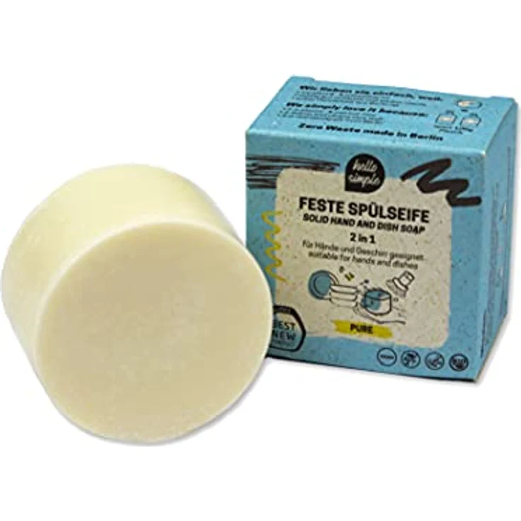 hello simple Festes Spülmittel Pure, palmölfrei, Zero Waste, plastikfrei, 1 Stück – Bild 1