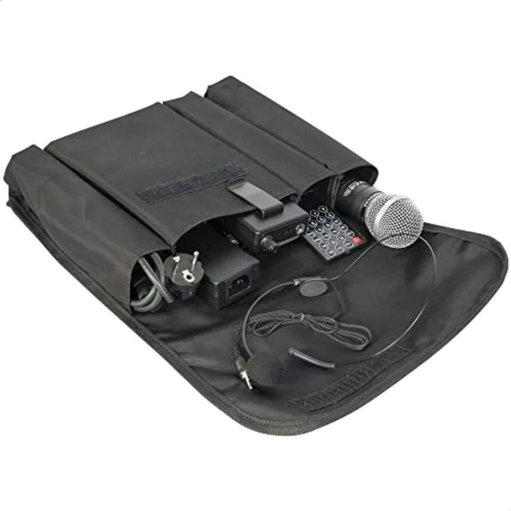 PORT15VHF-MKII - Ibiza - TRAGBARE, AKKUBETRIEBENE BESCHALLUNGSANLAGE 15 - 800W MIT USB-MP3, Rec, VOX, Bluetooth & 2 UHF FUNKMIKROFONEN, Schwarz – Bild 12