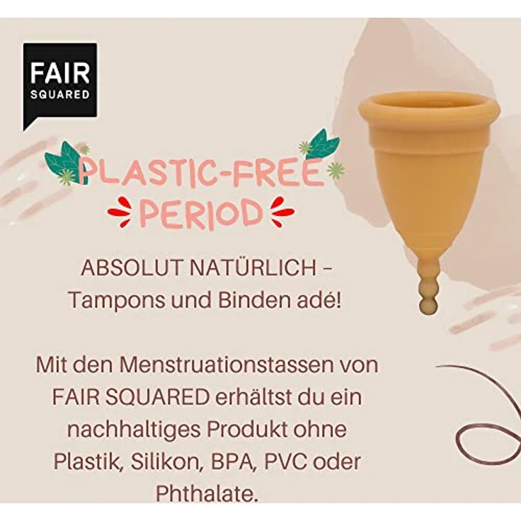 Fair Squared Size M Period Cup Menstruationstasse Menstruationsbecher - Naturreine Menstruationstasse aus Naturkautschuk aus fairem Handel - vegan und Zero Waste, Größe M in Naturfarben - Preisvergleich – Bild 5