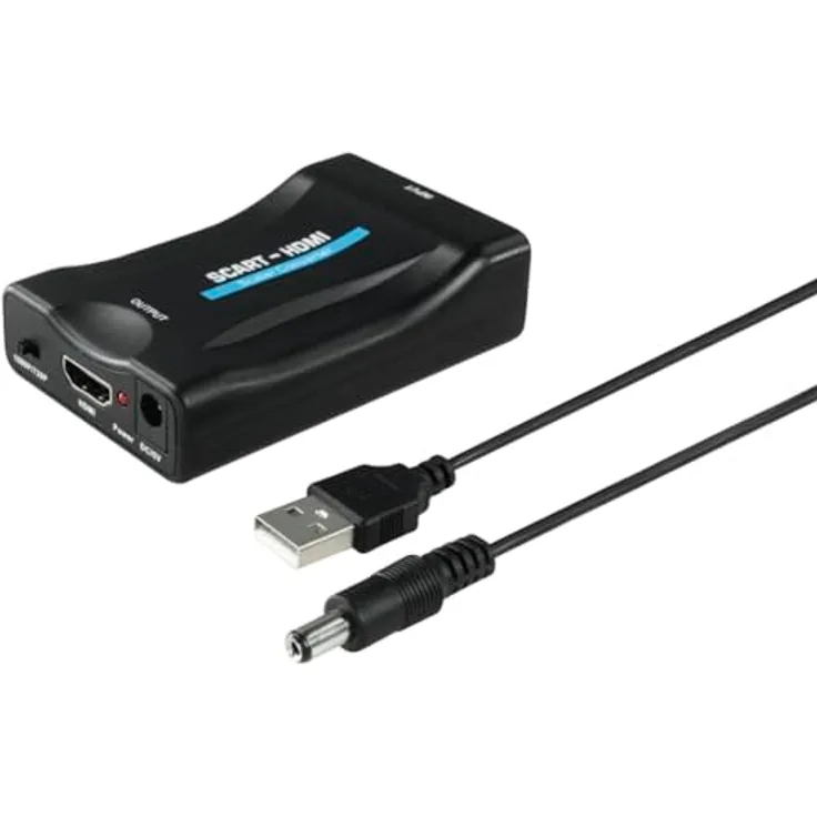 Hama Scart auf HDMI Konverter, Full HD Wandler für analoge Video- und Tonsignale, 1080p/720p, schwarz