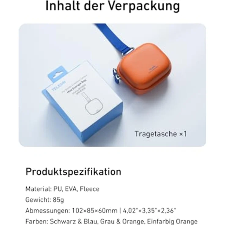 TELESIN Telesin DisAdv EVA Mini-Transporttasche für Sportkameras, hartes EVA-Case, orange – Bild 7