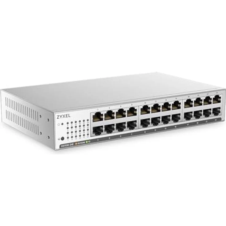 ZyXEL GS-1100-24E, unmanaged Switch mit 24 x 10/100/1000 Ports, rackmontierbar, desktop- und wandmontierbar – Bild 1