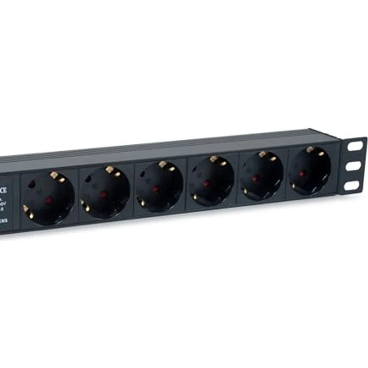 equip Steckdosenleiste, 1HE6fach mit Schuko + Schalt Alu, 1,80 m Kabel, robust für 19" Schranksysteme – Bild 4