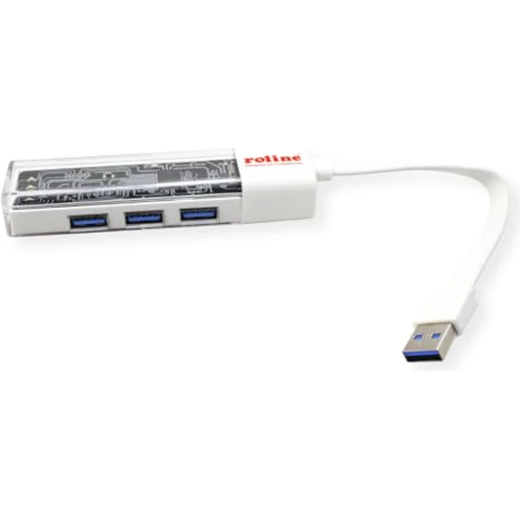ROLINE Mobiler USB 3.2 Gen 1 Hub, 4-fach mit Typ A+C Anschluss, weiß-transparent, Datentransferrate bis 5 Gbit/s – Bild 4