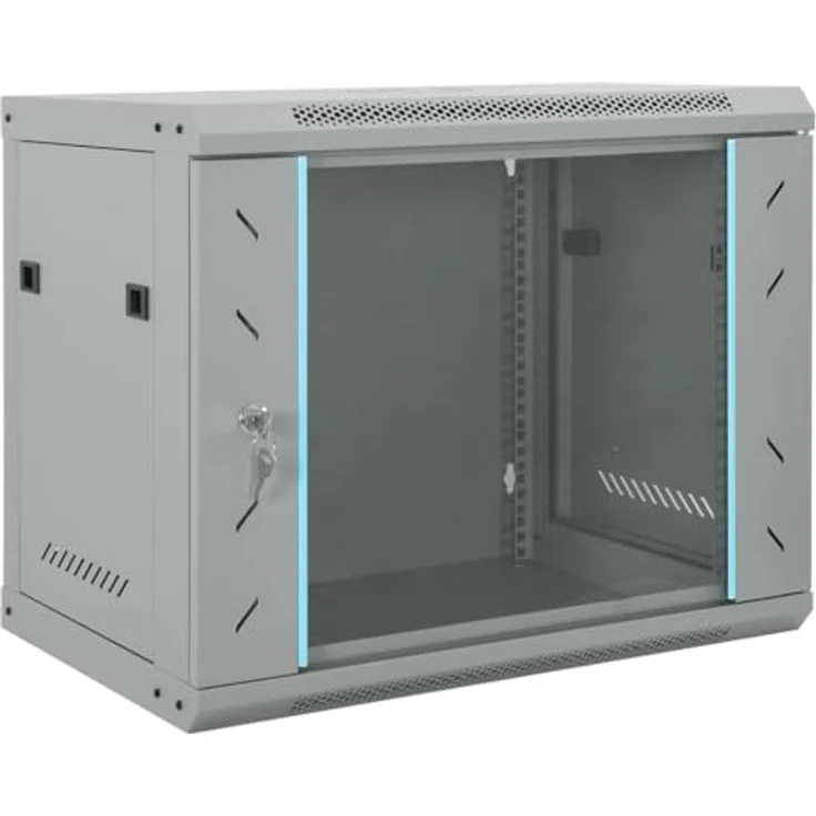vidaXL Netzwerkschrank, Stahl mit Speicher, grau, 60 x 45 x 50 cm – Bild 1