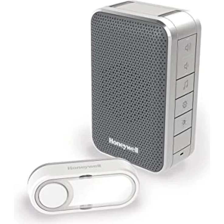 Honeywell Home Funk-Gong-Set 6 Töne 84dB LED-Blitz Lautstärkeregler, 150 m, silber- grau, DC313SG – Bild 2