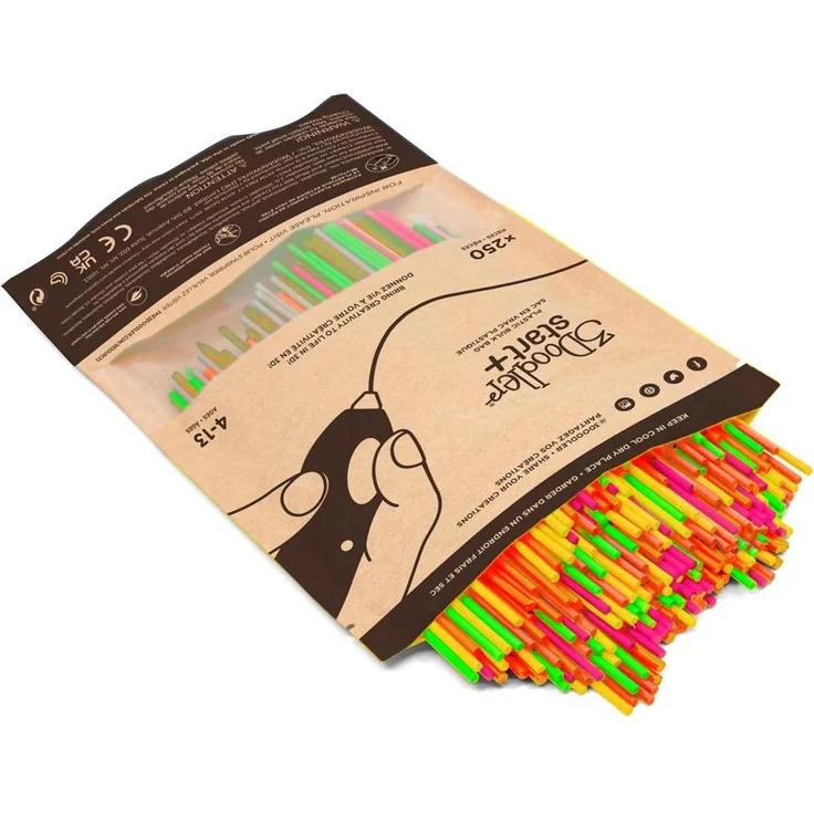 3Doodler Filament Start+ Neonfarben, kompostierbares 3D-Druckmaterial, 2,5 mm, 5 Farben: neonrot, neonorange, neongrün, neongelb, neonpink