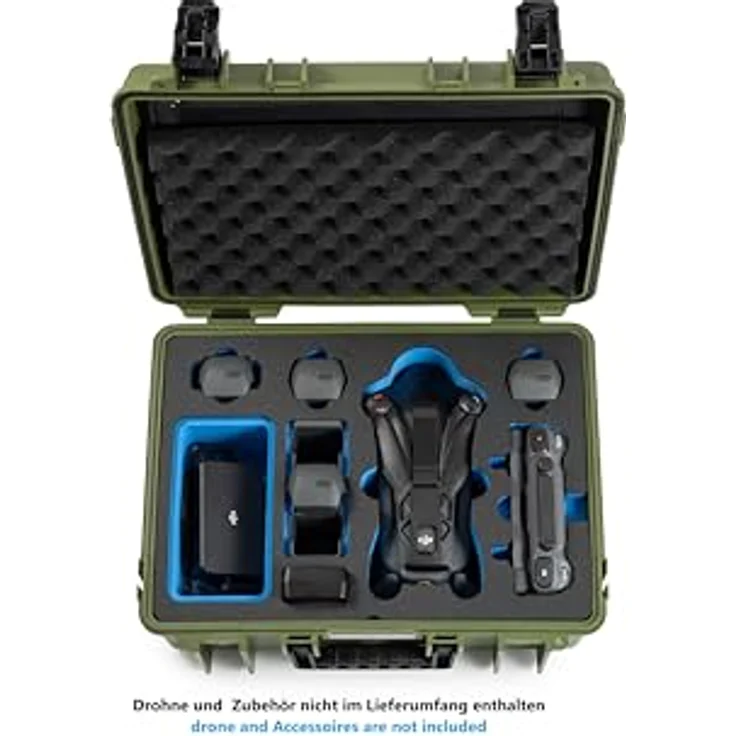 B & W International Transportkoffer für DJI Mavic 4 Pro Fly More Combo, stabil, wasserdicht, temperaturstabil, mit Hartschaumanlage, schwarz/blau – Bild 4