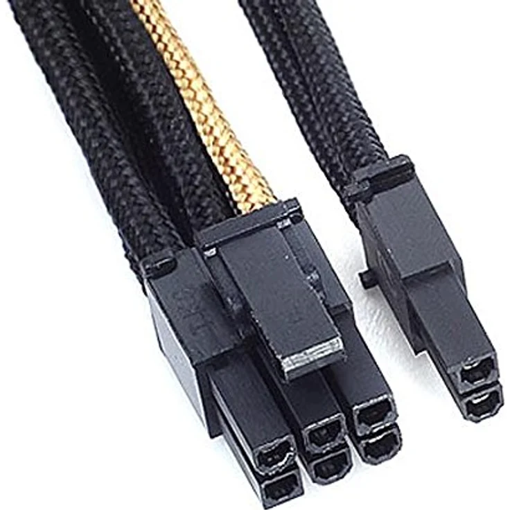 SilverStone SST-PP07-PCIBG - Netzteil-Verlängerungskabel 25cm 8pin auf PCI-E 6+2pin, schwarz, gold – Bild 4
