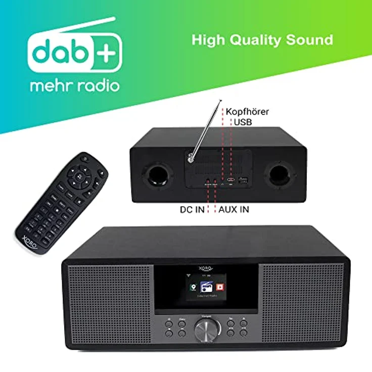 XORO HMT 600 V2 - All-in-One Internetradio mit WLAN, CD-Player, DAB+/FM Radio, Bluetooth, Podcast, USB MP3 Mediaplayer, Spotify Connect, MP3-Streaming (UPnP) – Bild 3