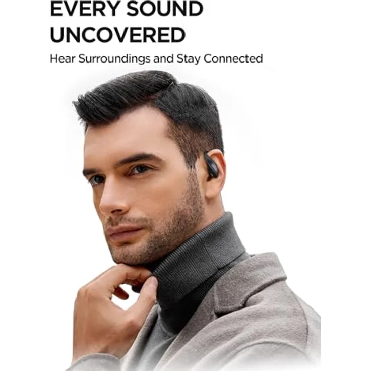 1MORE S70 Open Ear Kopfhörer Bluetooth 5.3, Kabellose Ohrhörer mit 4 Mikrofon, Bass Mehr+, 40H Akku, Schnellaufladung, Balance AIR+ Ohrbügel, IPX5, Anruf Geräuschunterdrückung, Leichte Sportkopfhörer, Titan Grey – Bild 5