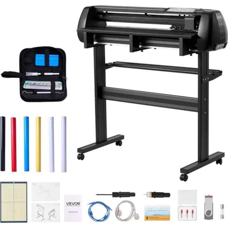 VEVOR Vinylschneidemaschine, 87 cm max. Zufuhrbreite, Doppelklingen, LED-Anzeige, einstellbares Schneideplotter-Set mit Aufkleberbögen & Transferfolien, Signmaster-Software – Bild 1