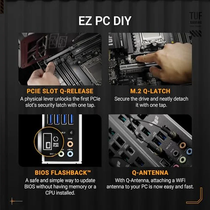 ASUS TUF Gaming B850-PLUS WiFi Mainboard Sockel AMD AM5 (AMD B850, ATX, PCIe 5.0, WiFi 7, 2X PCIe 4.0 M.2, Aura Sync) - Fortschrittliche AI-PCs, AMD Ryzen 9000/8000/7000, Verbesserte Stromversorgung, Ultraschnelle Konnektivität – Bild 4