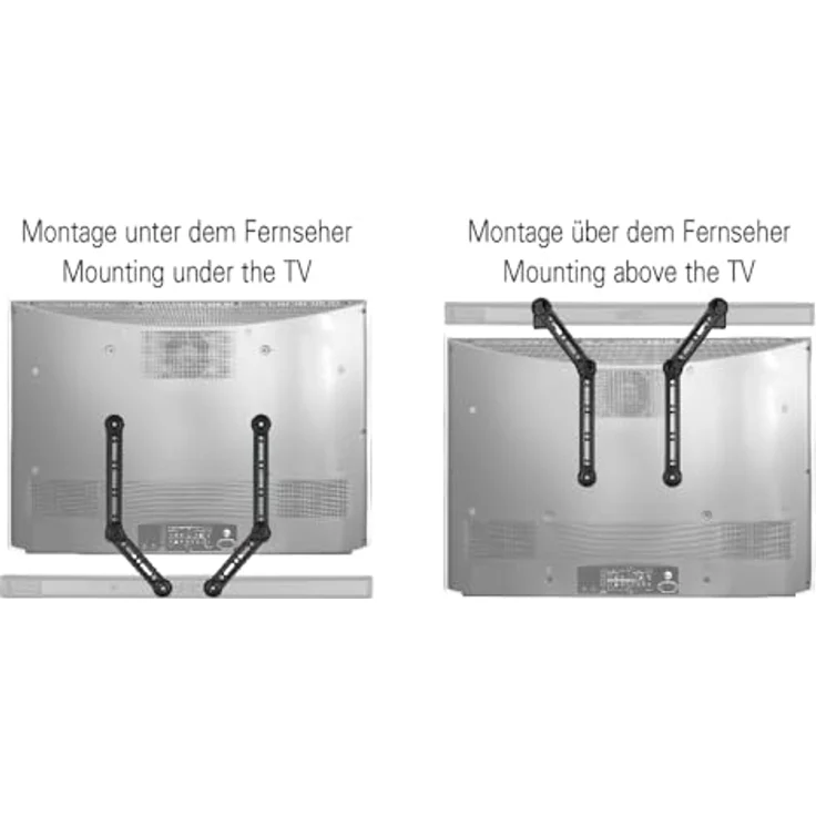 my wall Universal Soundbar-Halterung HZ32-1L – Soundbar TV Halterung, für Bildschirme bis 49 Zoll, Platzsparend, neig- und schwenkbar, belastbar bis 15kg, Montage am Bildschirm, VESA-kompatibel – Bild 4