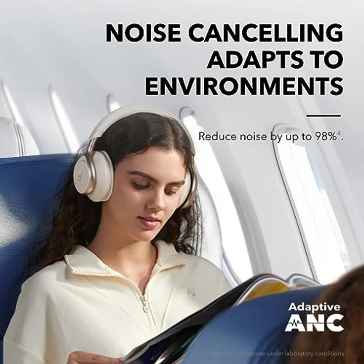 soundcore Space One Kabellose Over-Ear Bluetooth Kopfhörer, Aktives Noise Cancelling, 2X stärkere Stimmunterdrückung, 40h Wiedergabe, App, Hi-Res Audio, Bluetooth 5.3 (Cafe Latte) – Bild 3
