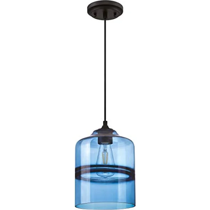 63666 Einflammige Pendelleuchte von Westinghouse Lighting für Innenbereiche, Ausführung in Mattschwarz mit Saphirglas – Bild 2