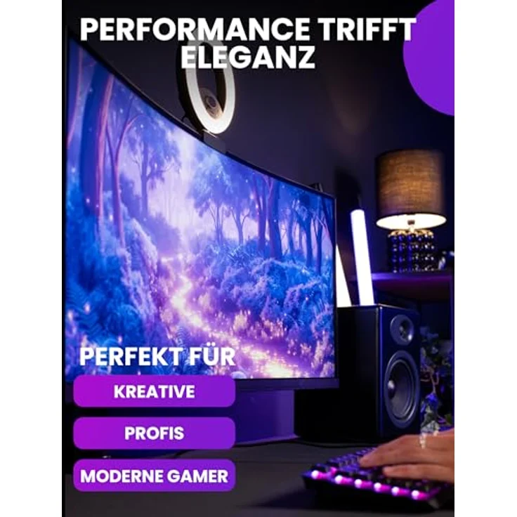 Arozzi Nova 34", Curved Gaming Monitor mit 165Hz, Ultrawide QHD 1440p, Adaptive Sync, HDR10, flimmerfrei, 90% sRGB - Waldgrün – Bild 5