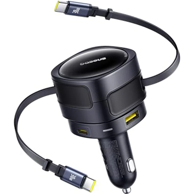 Baseus Enjoyment Max, Auto-Ladegerät mit 90W Leistung, USB-C+USB-C Kabeln und USB-A+USB-C Ports, schwarz – Bild 2