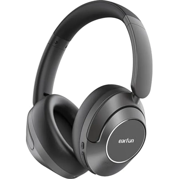 Earfun Wave Pro HP200B Black Drahtlose On-Ear-Kopfhörer mit Hi-Res Audio-Zertifizierung, Aktiver Geräuschunterdrückung und Bis zu 80 Stunden Akkulaufzeit