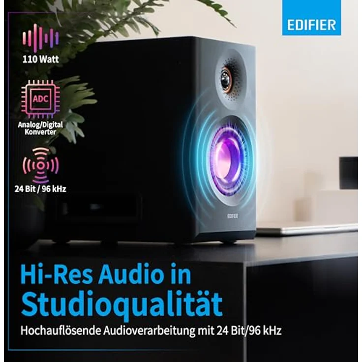 Edifier MR5 Black, Aktiver 3-Wege Studiomonitor mit 110 W RMS, Bluetooth 6.0 und vielseitigen Anschlussmöglichkeiten – Bild 3