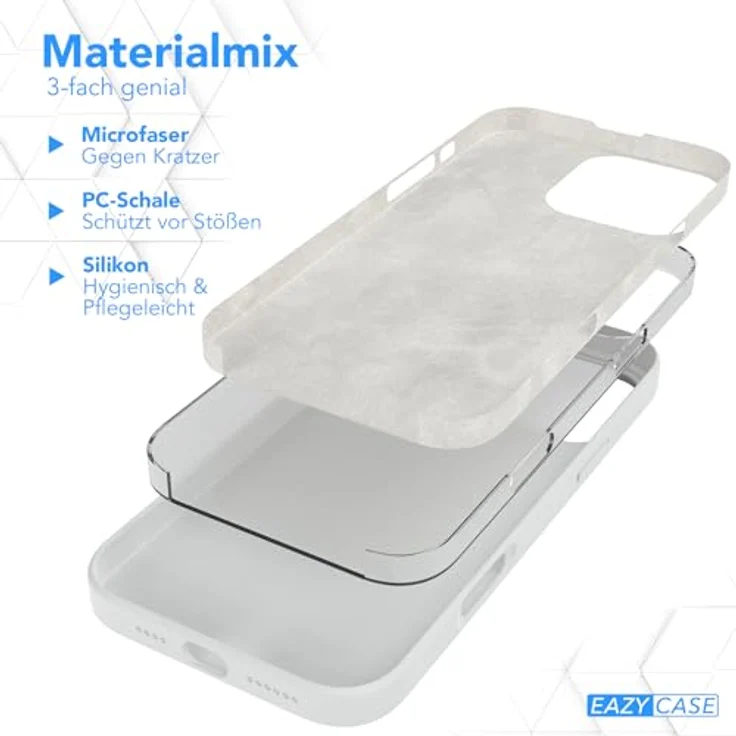EAZY CASE Premium Silikon Handyhülle für iPhone 16 Pro Max, Slimcover mit Kameraschutz, Microfaser-Innenseite, kratzresistent, Weiß – Bild 5