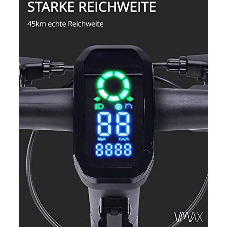 VMAX E-Scooter VX2 PRO ST-B | 500W Motor & 28% Steigfähigkeit | E-Roller Mit Straßenzulassung In D | 130kg max. Belastung, Schwarz – Bild 3