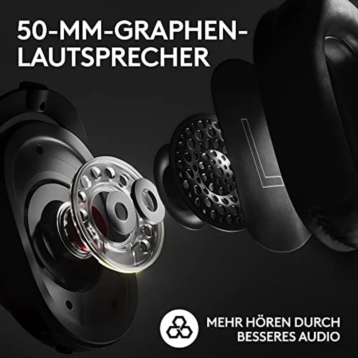 Logitech G PRO X 2 LIGHTSPEED Wireless Gaming Headset, abnehmbares Boom-Mic, 50-mm-Graphen-Treiber, DTS:X-Kopfhörer 2.0–7.1 Surround, Bluetooth/USB/3,5 mm Aux, PC, PS5, PS4, Nintendo Switch - Schwarz – Bild 3