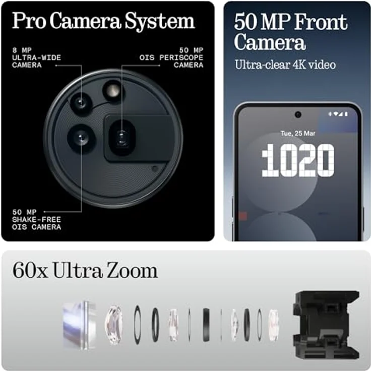 Nothing Phone (3a) Pro – 256GB, 12GB RAM, 5G, 1080x2392 Display, starke Kamera, Bluetooth 5.4, spritzwassergeschützt (IPX4) – Bild 4