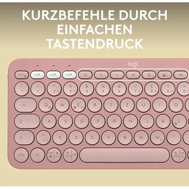 Logitech Pebble Keys 2 K380s, kabellose Multi-Device Bluetooth-Tastatur mit anpassbaren Sondertasten, schlank - mobil, Easy-Switch für Windows, macOS, iPadOS, Android, ChromeOS, Deutsches QWERTZ,Rosa – Bild 4