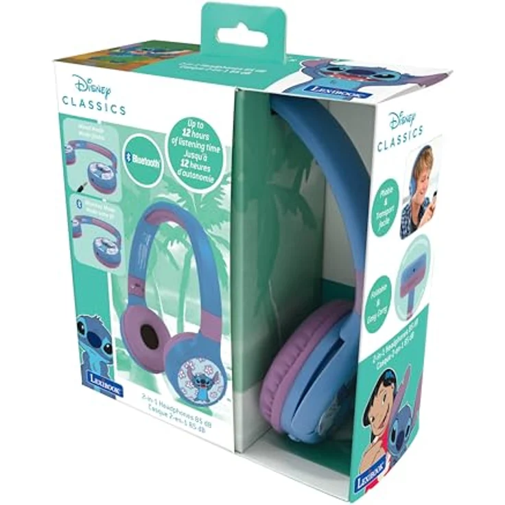 Lexibook 2-in-1-Bluetooth/Kabel-Kopfhörer Stitch, komfortable Polsterung, blau – Bild 6