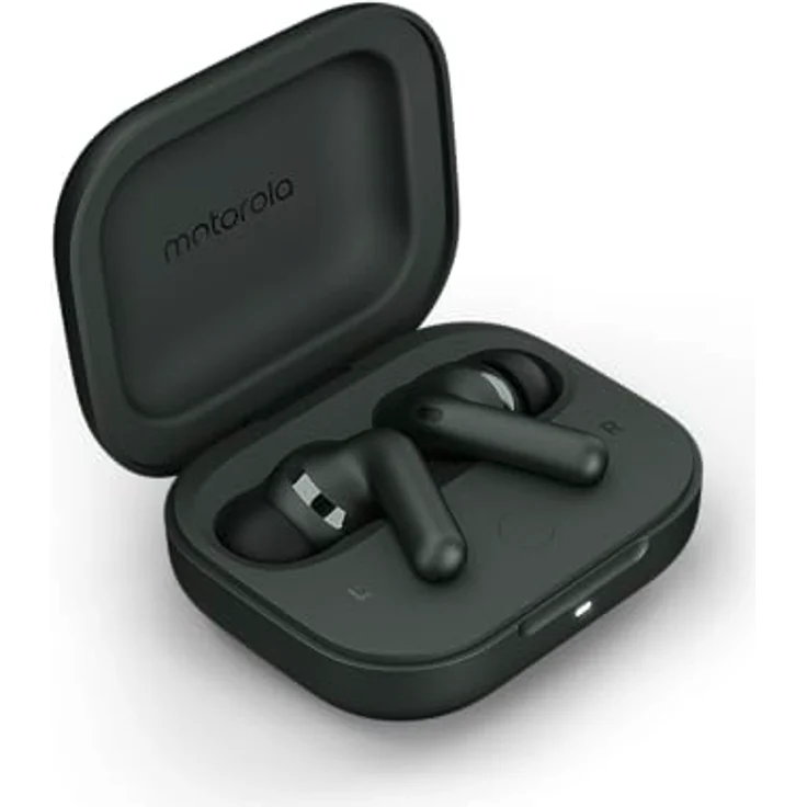 Motorola Moto Buds+ Sound by Bose (Bluetooth 5.3 Earbuds, Dolby Head Tracking + Dolby Atmos, aktive Geräuschunterdrückung, kabelloses Laden, bis zu 38 Stunden Akku, 3-Fach-Mikrofonsystem) Forest Grey – Bild 3