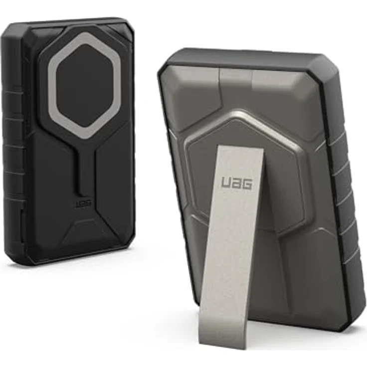 URBAN ARMOR GEAR Rugged Powerbank magnetisch (10.000 mAh, Integrierter Ständer, IPX6 wasserdicht) Schwarz / Titan – Bild 1