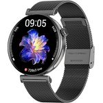 Knauermann PRO 3 Mini (2024) Schwarz - Gesundheitsuhr Smartwatch mit Telefoniefunktion - EKG + HRV und SOS Funktion - AMOLED Display - BT Bluetooth - Schlafapnoe - Milanaiseband Schwarz, 14-24, rund